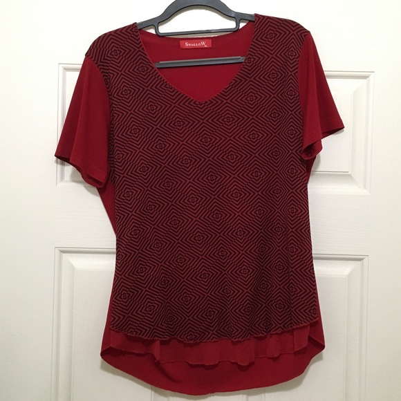 Red Top with Black print - Picture 2 of 5